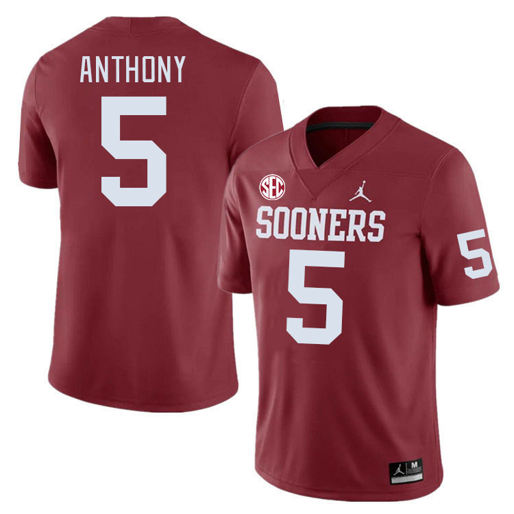 #5 Andrel Anthony Oklahoma Sooners 2024 SEC Conference College Football Jerseys-Crimson